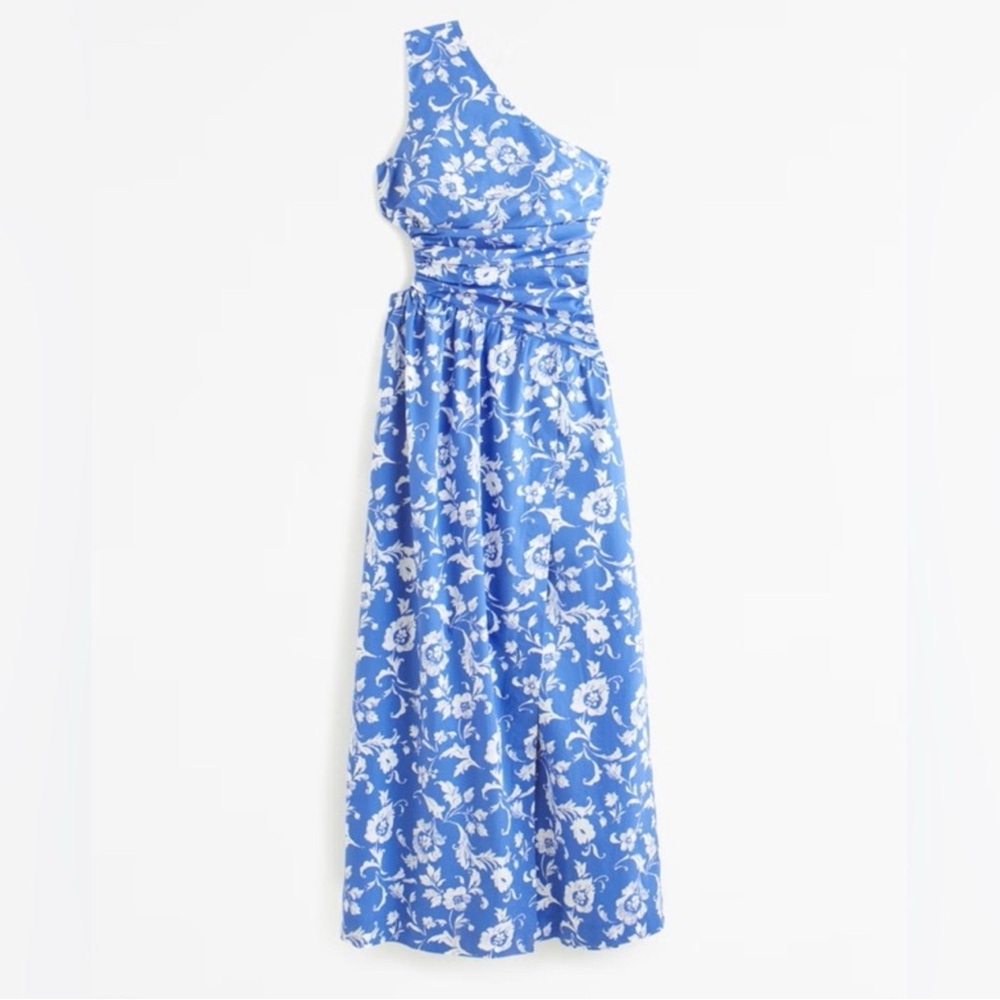 Abercrombie & Fitch Blue Floral One-Shoulder Dress